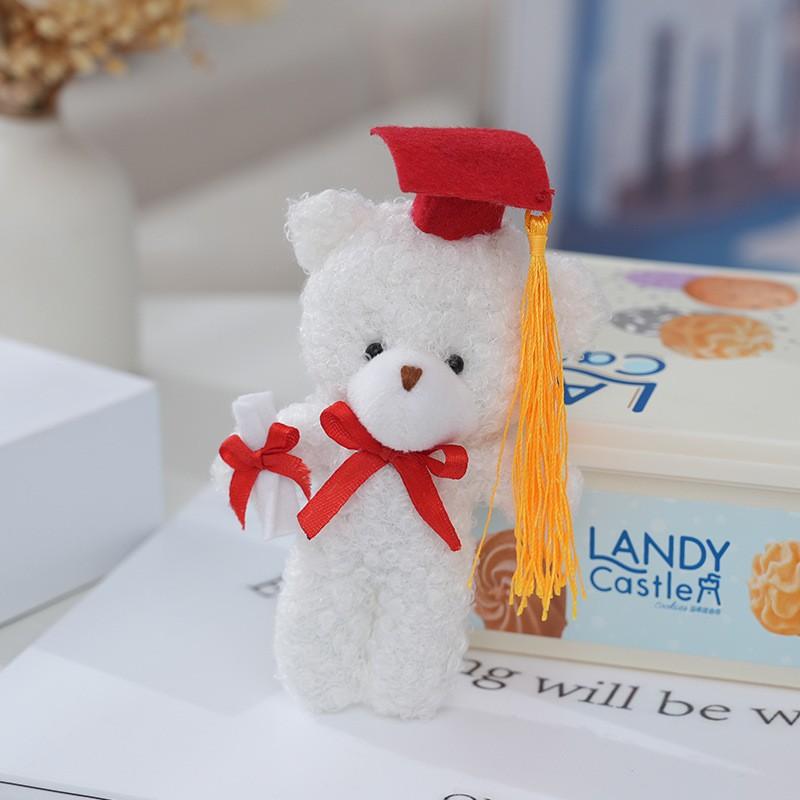 

Soft Pp Cotton Stuffed Teddy Bear Keychain For Graduation Memories білий