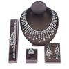 Luxury Dress Jewelry Color Zircon Necklace Set High-end Wedding Micro-set Bridal Wedding Earrings Jewelry