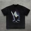 Gefallener Engel Grafik T-Shirt, Gothic Dark Art T-Shirt für Männer Frauen, Vintage Stil Okkult Engel Flügel Oberteil, Emo Alt Streetwear Shirt, Ausgefallenes Geschenk