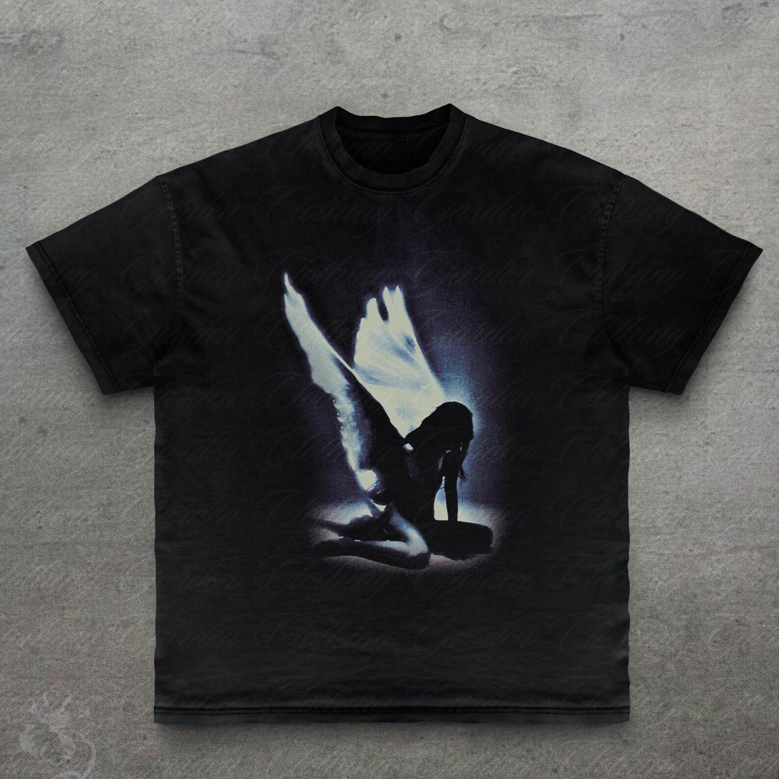 Fallen Angel Graphic Tee, Gothic Dark Art T-Shirt for Men Women, Vintage Style Occult Angel Wing Top, Emo Alt Streetwear Shirt, Edgy Gift M