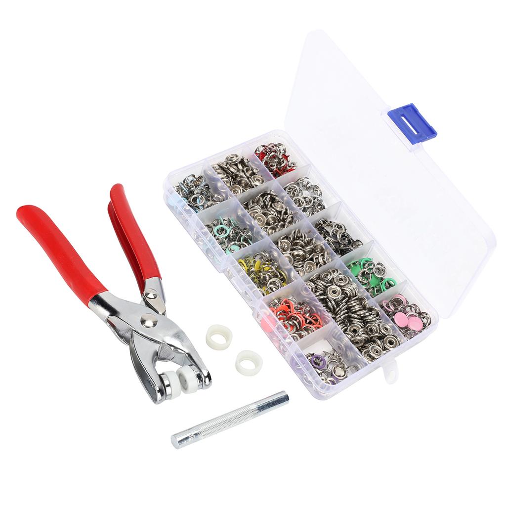 804Pcs Snap Fasteners Kit Sewing Button Punching Machine Hand Pressing Pliers Tools 9.5mm