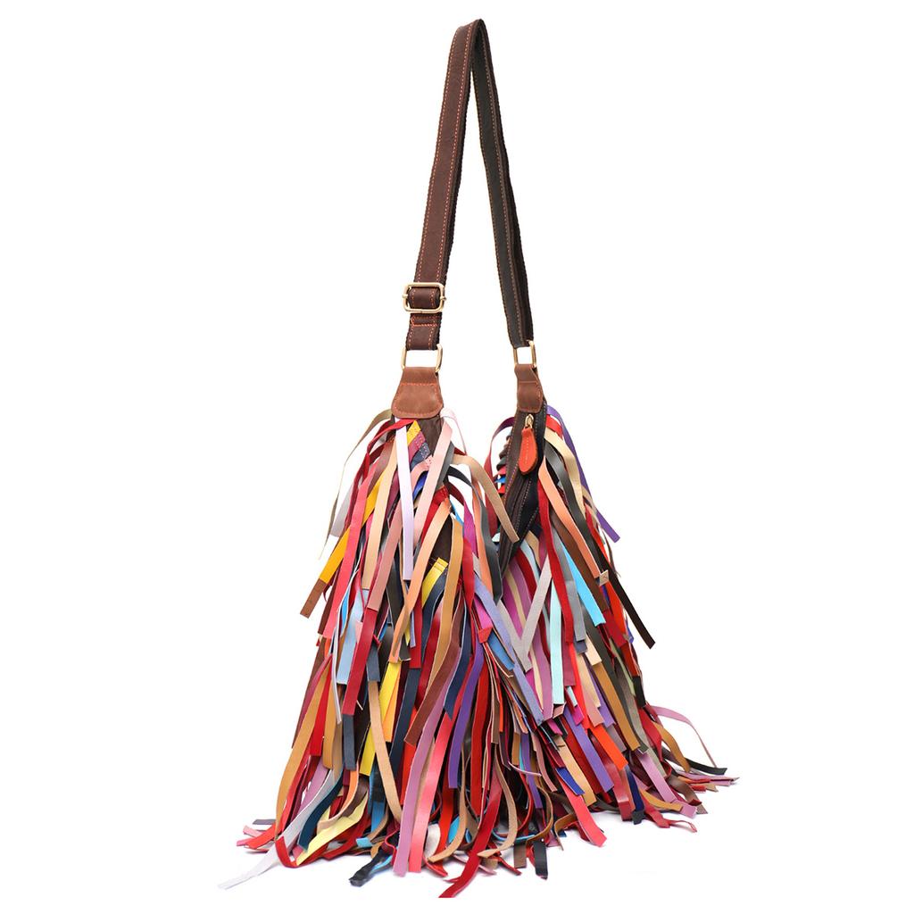 Real sheepskin shoulder bag for women  large casual hobo bags  cross leather bags  colorful patchwork