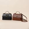 Vintage Top Layer Cowhide Single Shoulder Small Square Bag, New Flip Cover Mailman Bag, Genuine Leather, Niche Commuting Crossbody Bag for Women
