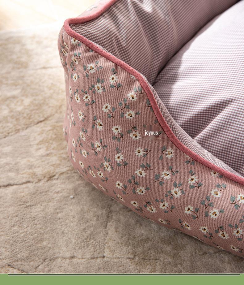 Blumiges Frisches Sommer-Hundebett für Kleine bis Mittelgroße Hunde, Abnehmbar und Waschbar, Alle Jahreszeiten