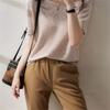 2022 Spring Summer Fashion Simple Pullover Elegant Fashion O-Neck Solid Knitted Sweater Women Short Sleeve Casual Loose Tops