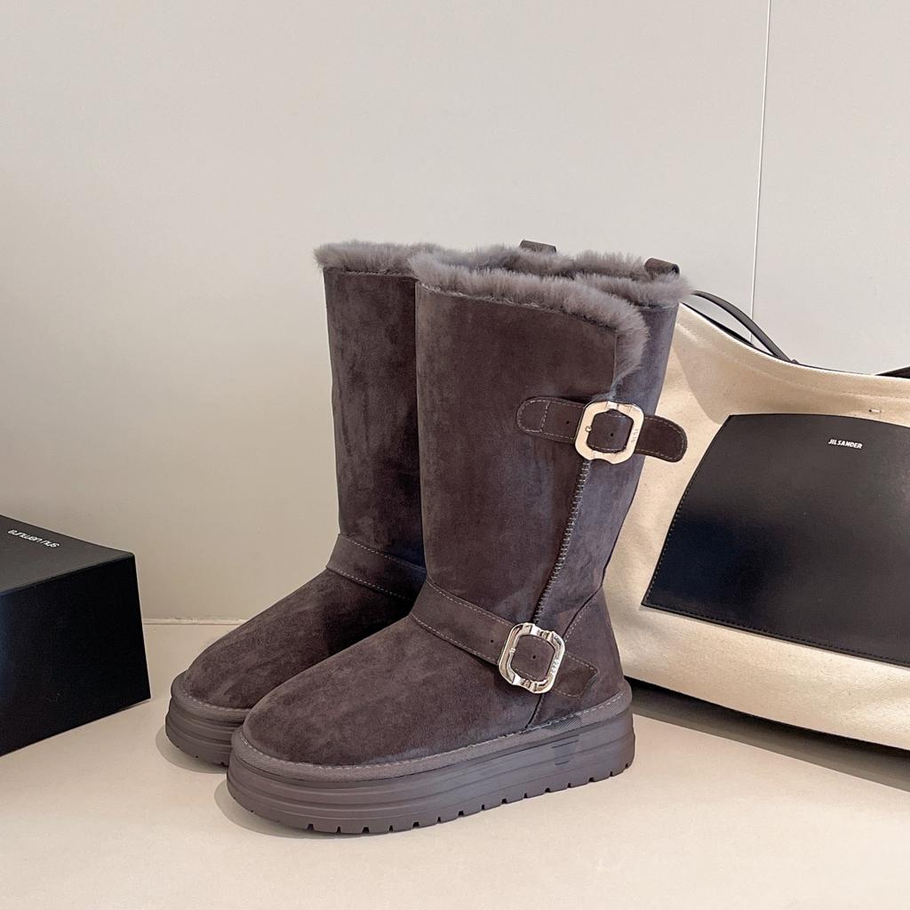 [Fanfna] Snow boots women's 2025 winter new velvet thick-soled cotton boots medium boots cold-proof long thermal shoes