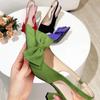 Women's Large Size Summer Pointed Toe Thin High Heel Single Shoes Spring Casual Stiletto Bow Solid Color Sandals Shoes 36-42