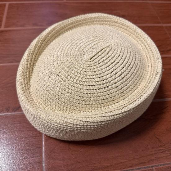 Yousheng Summer Beret Hat, Breathable Natural Straw Hat for Women, Stewardess Hat Headwear, Sun Protection Artistic Painter Hat for Outdoor Daily Wear