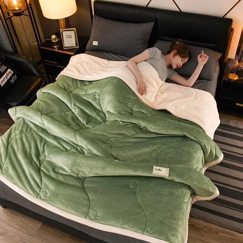 2025 NEW Winter Keep Warm Wool Throw Blanket for Sofa Winter Blanket King Size Home Warm Plaid Comforter Bedspread Bedding Sheet