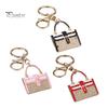 Rhinestone Keyring Keychain Pendant, Enamel Simulated Handbag Shape Key Holder with Lobster Clasp, Shiny Girly Gift Accessory Prong Setting