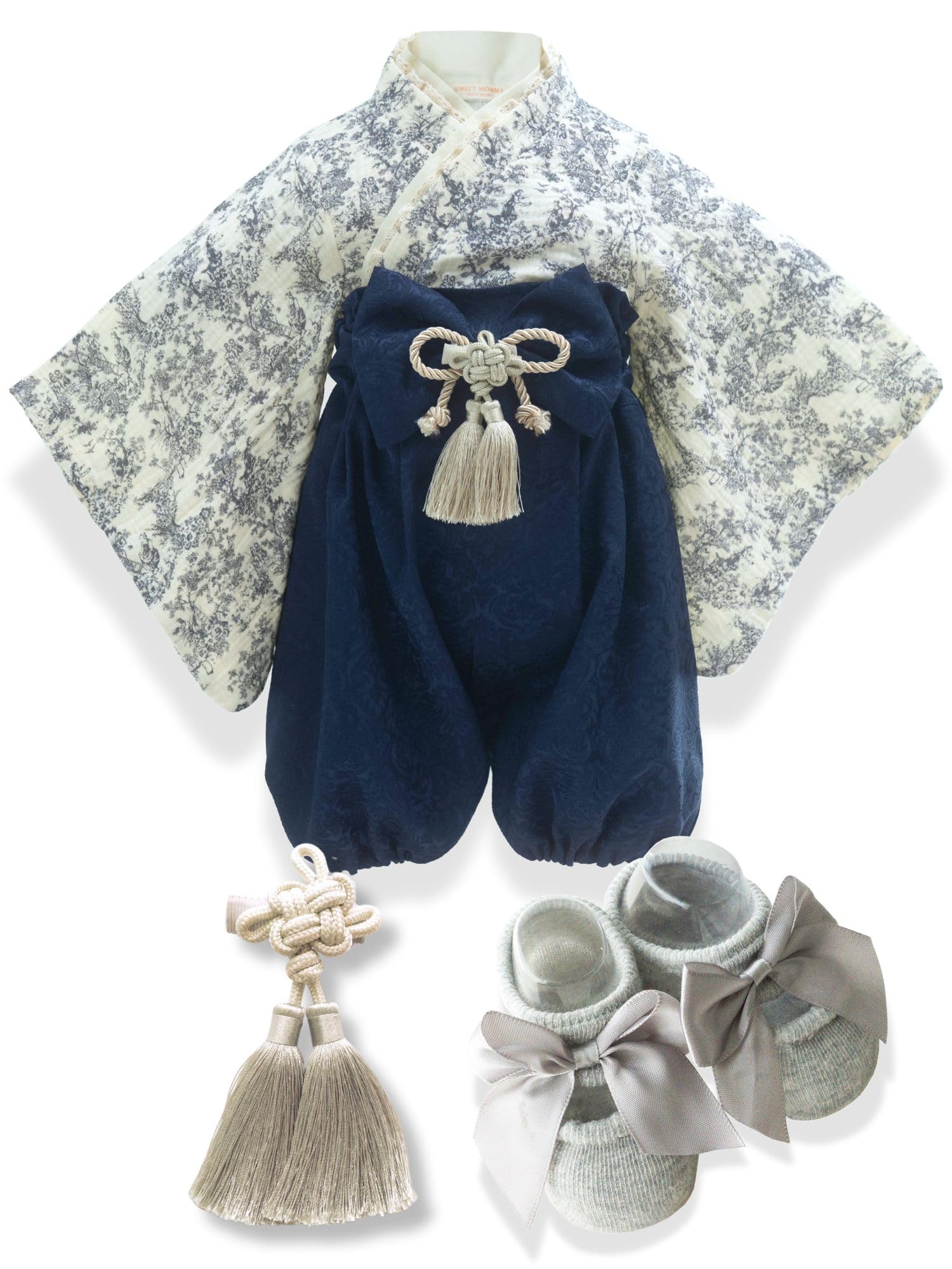 

Baby Hakama traditional Formal set for First Meal Shrine First Hina Baby Shower Gift de Jouy [Sweet Mommy] (Japanese clothing) - 3-piece Children s