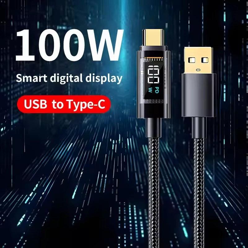 

Кабель USB Type-C - USB Type-C для быстрой зарядки PD 240 Вт, 100 Вт, с цифровым дисплеем, для Xiaomi, HUAWEI, Macbook, iPad 1.2M