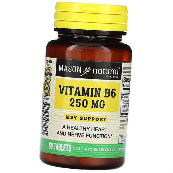 

Вітамін В6, Піридоксину гідрохлорид, Vitamin B6 250, Mason Natural 60таб (36529071) 60tab