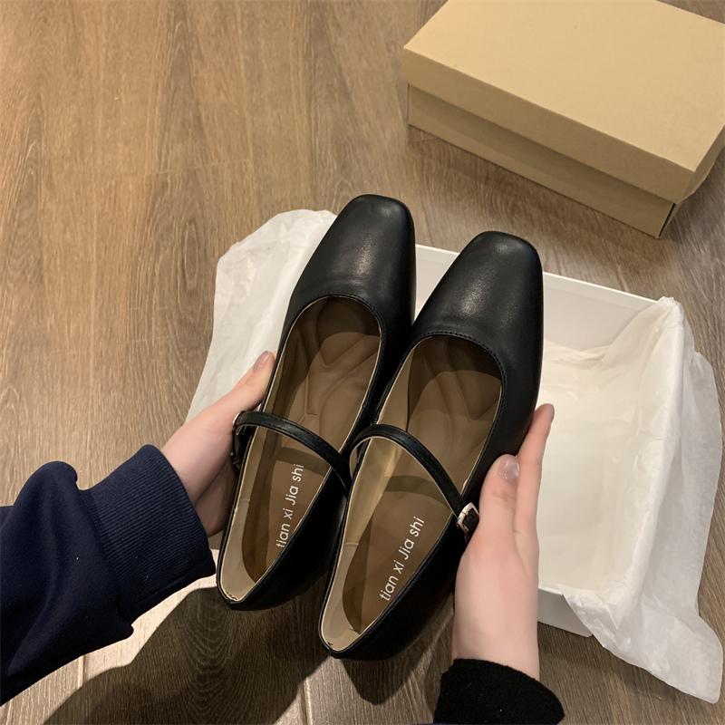 Mary Jane Enkelsko Sko med tykk hæl Elegant Klassisk Retro Firkantet tå Komfortabel Myk Lavt utsnitt Lav hæl Damesko
