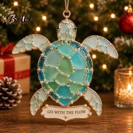 Modernes Zuhause Urlaubsdekoration Handgefertigt Meerglas Küsten-Weihnachtsdekorationen, Schildkröte Seepferdchen Seestern Party Wand Segelboot Strand Hängende Dekoration