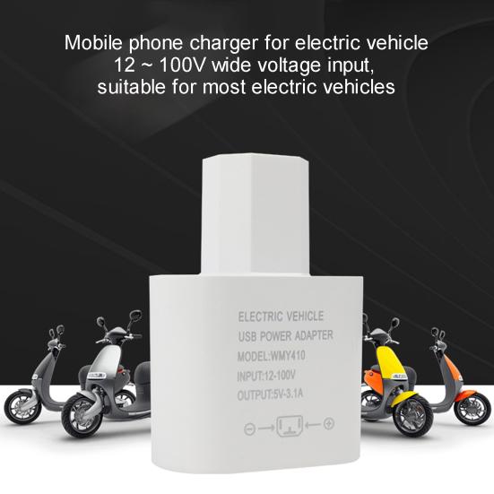 Electric Vehicle Digital Display Dual USB PC 12V-100V To 5V 3A Adapter Charger