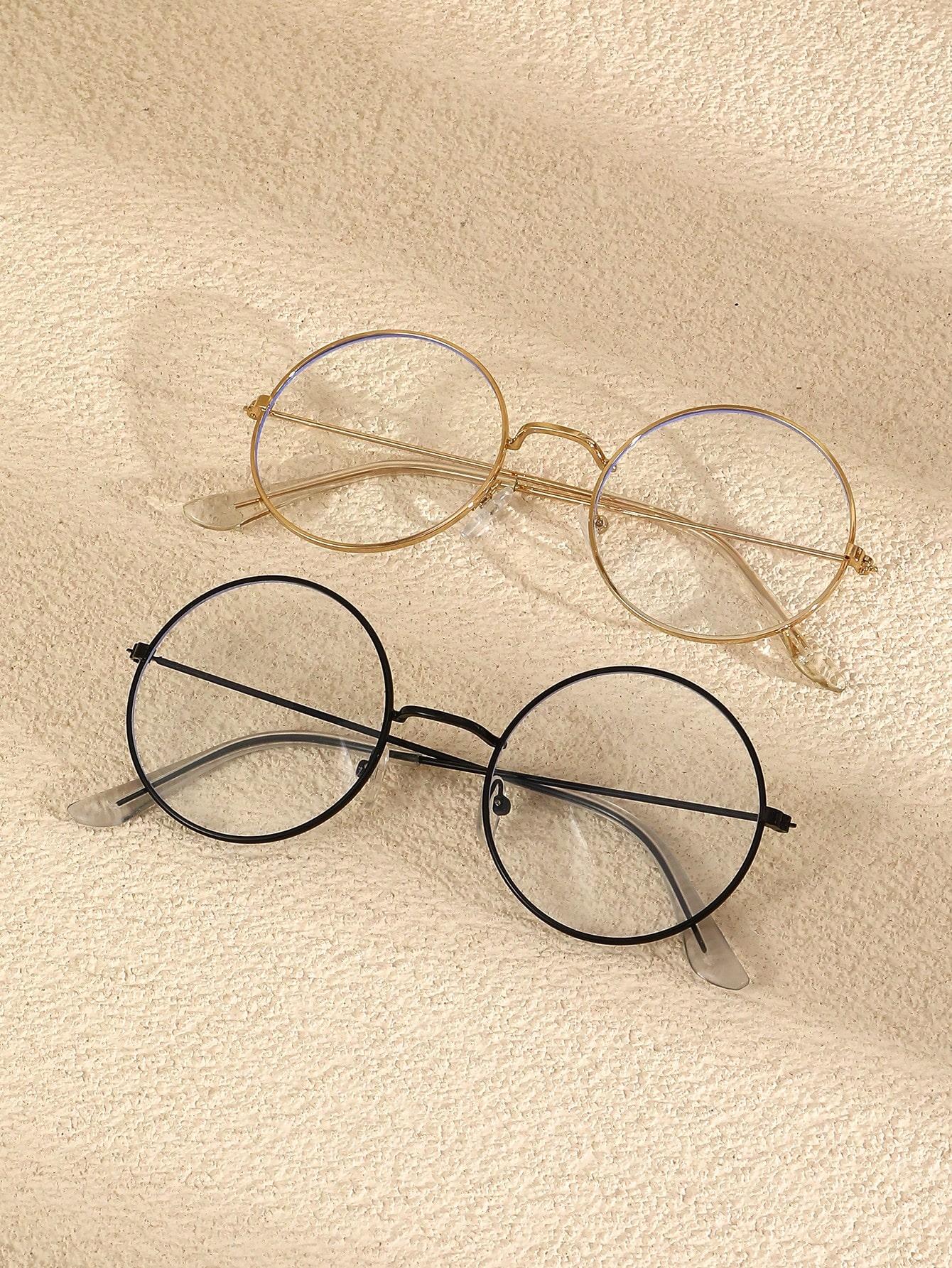 

2 ШТ Модные Классические Круглые Металлические Оправы Женские Прозрачные Очки Для Мужчин Повседневная Жизнь Фотографироваться Очки Аксессуары для Одежды.