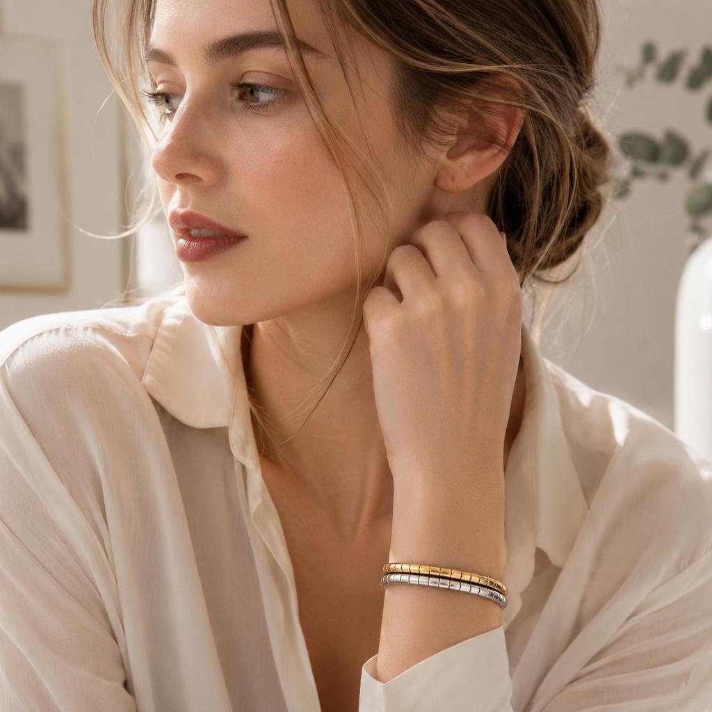 Custom Stainless Steel Starry Bangle Bracelet Women Tarnish Free Titanium Steel Luxury European Style Jewelry