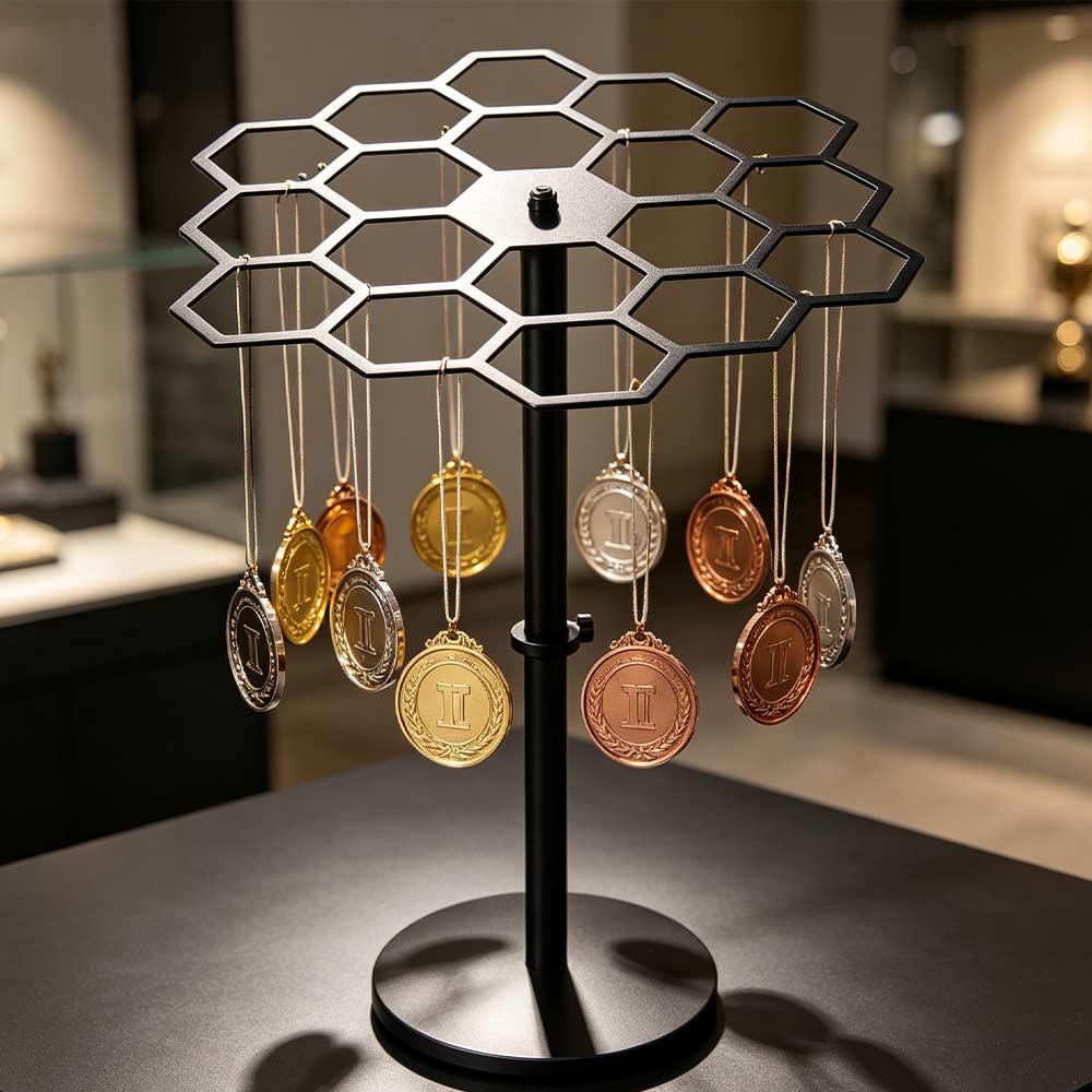 Multi-purpose Rotatable Medal Hanging Rack Multifunctional Medal Organizer Shelf  Household