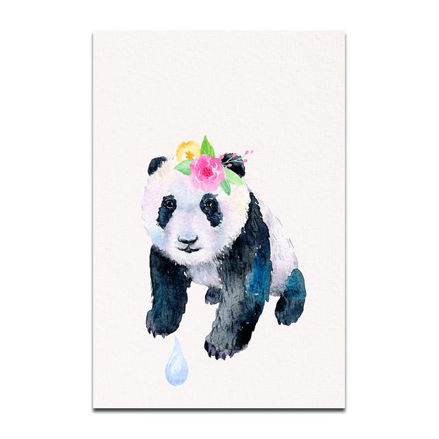 Panda drăguț din desene animate care mănâncă bambus Picturi pe pânză Poze de artă de perete Postere și imprimeuri pentru living Copii Dormitor Decorare pentru casă Fără cadru