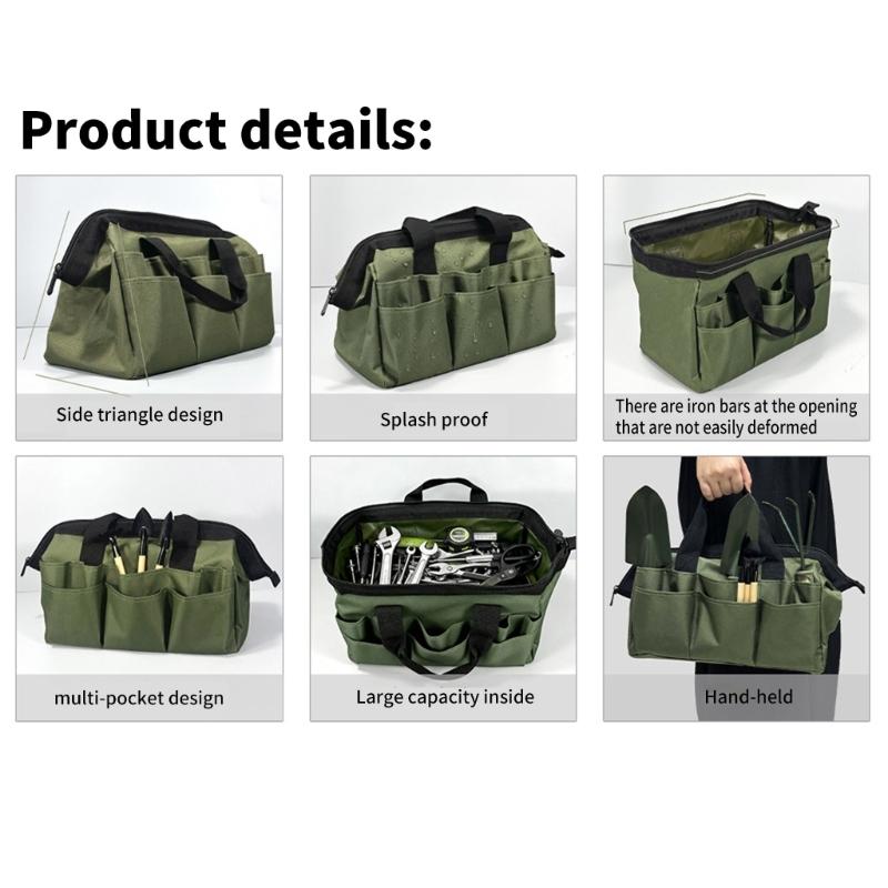 Professional Thick Fabric Construction Tool Bag High Capacity Design Dustproof Coating For Jobsite Equipment