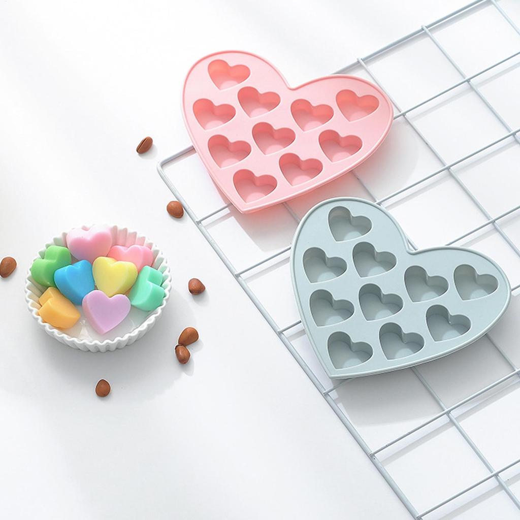 10 Compartment Heart Shape Silicone Mold DIY Small Love Cake Chocolate Ice Tray Baking Molds Home Holiday Decor