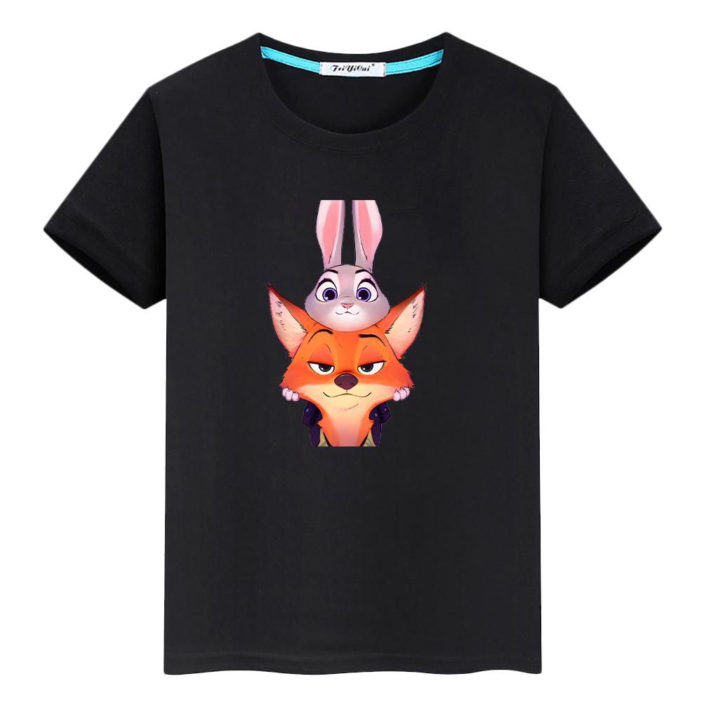 Zootopia 2 Print t shirt for kids boy 10years Tops 100%Cotton anime Short Kawaii pride tshirt y2k one piece girl clothes