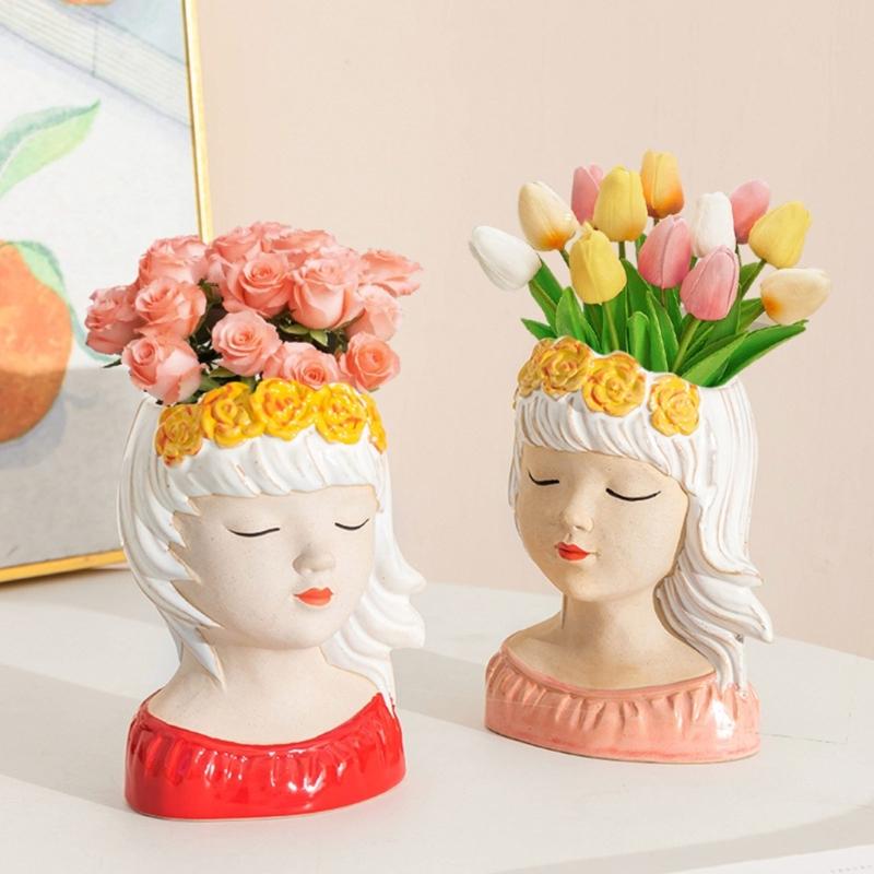 Nonstick Cute Wreath Girls Pen Holder Mold Flower Pot Silicone Mold DIY Crafts Ornament Tool DIY Succulent Planter Mold