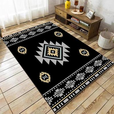 Southwestern Tribal Area Rug Aztec Rustic Area Rugs Native Geometric Rug, Non-Slip Indoor Floor Rugs for Bedroom Living Room