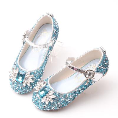 Sapatos de Princesa da Moda para Meninas Sapatos de Cristal Infantis com Vestido Sapatos de Performance Passarela Solado Macio Sapatos de Couro Pequenos