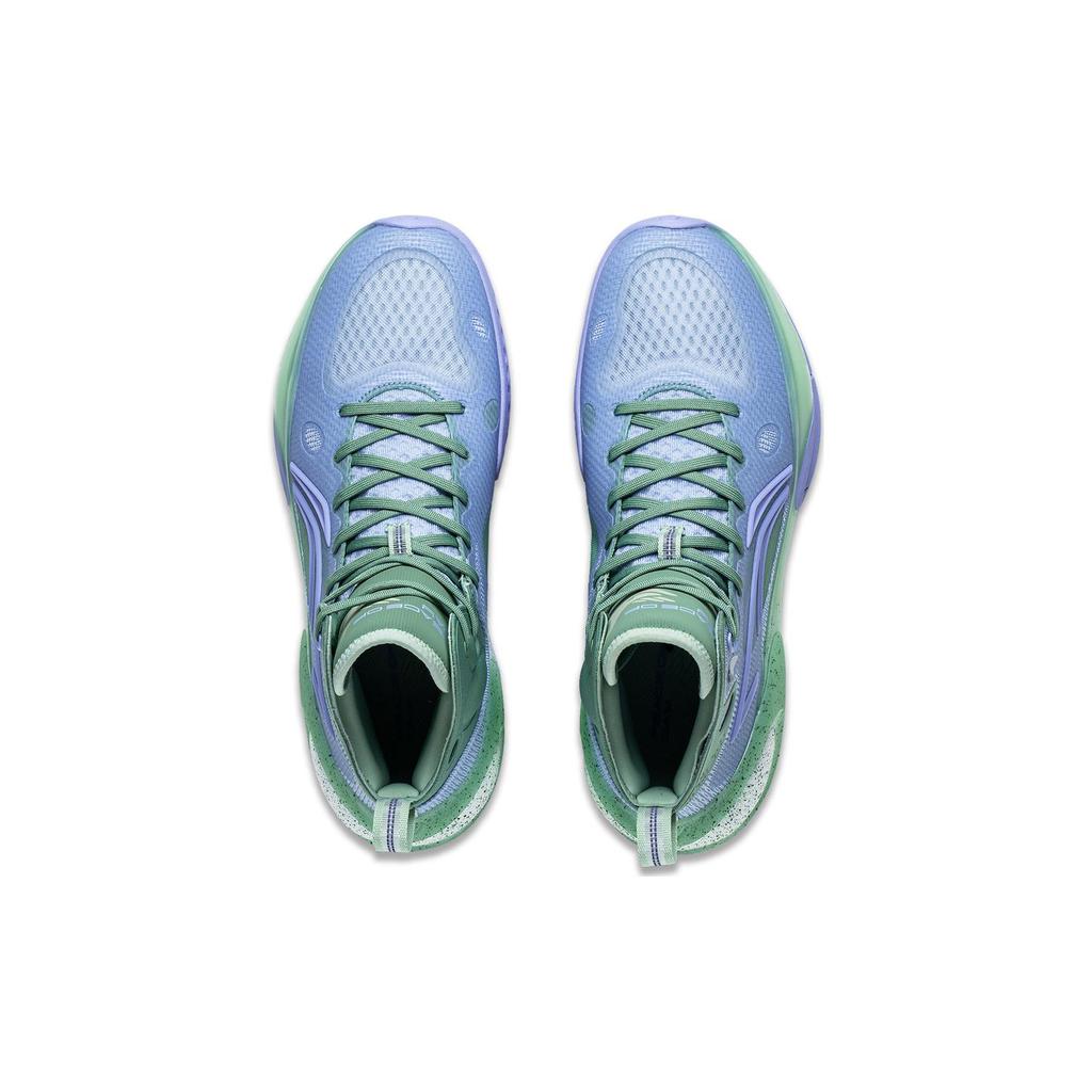 Li Ning YuShuai 17 Textil, Kunstleder Abriebfest Mittelhohe Basketballschuhe Herren Lila Cyan ABAT043-8