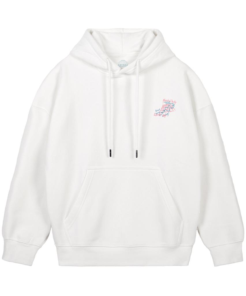 Graffiti Oversized Wide Shoulder Hoodie_White