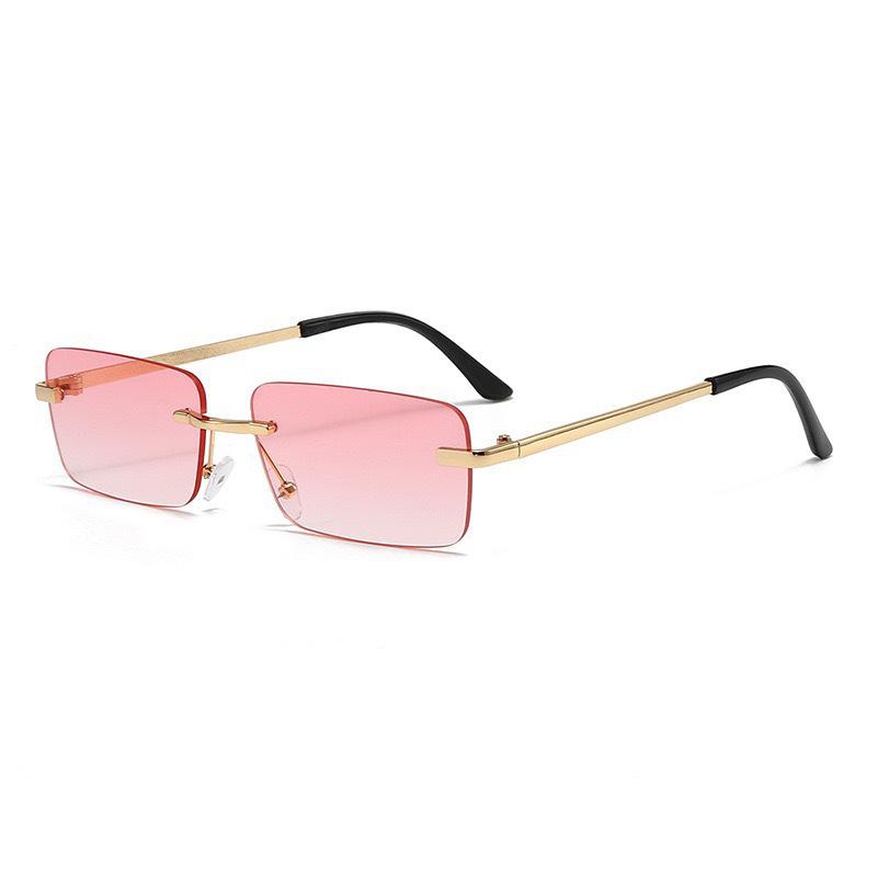 Trendy Frameless Rectangular UV Protection Sunglasses – High-End Street Style