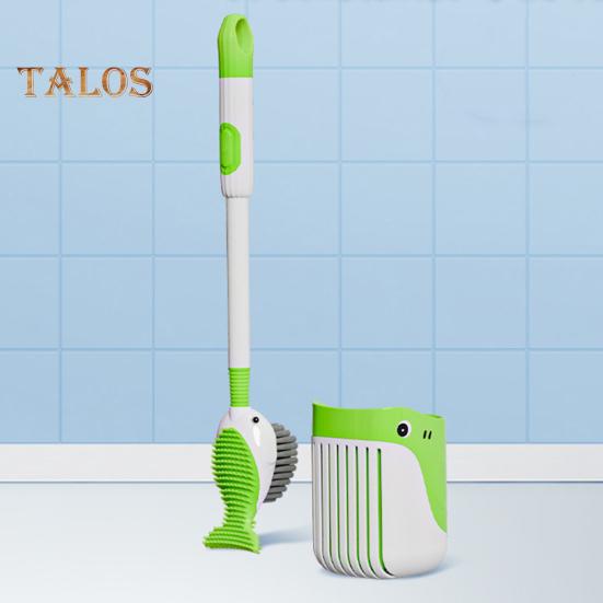 Squirt Whale Toilet Brush 360-Degree Cleaning Brush with Silicone Head Hanging Hole Design Wall-mounted Toilet Brush