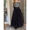 Women High Waist Jupe Korean Pleating Swing Skirt Vintage Fashion Spring Office Falda Holiday Loose Solid Long Skirt