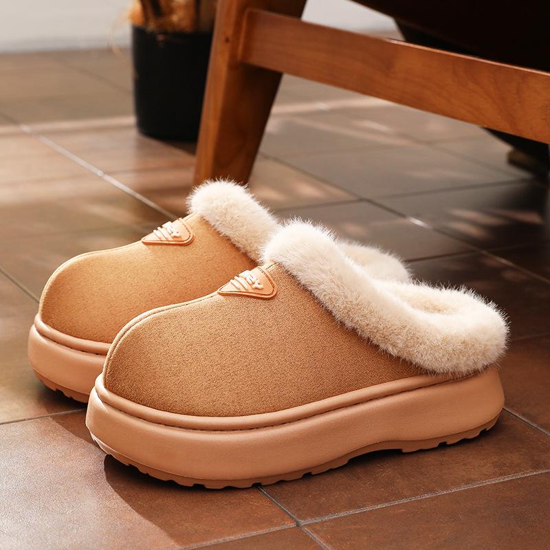 Cixi cotton slippers winter wear non-slip thick bottom simple fashion couple home Mao Mao slippers can be worn outside
