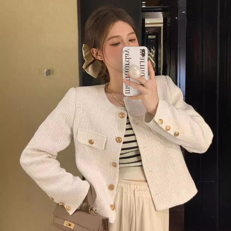 Xiaoxiangfeng Short Jacket Women's Spring and Autumn New Korean Style High-end Lady Temperament Chic Long-sleeved Top