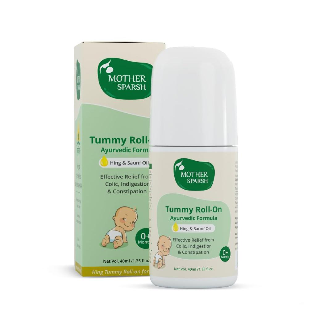 Mother Sparsh Tummy Roll On For Baby, Colic Relief, Constipation and Indigestion With Hing & Saunf | 100% Ayurvedic - 40ml (Pack of 8)