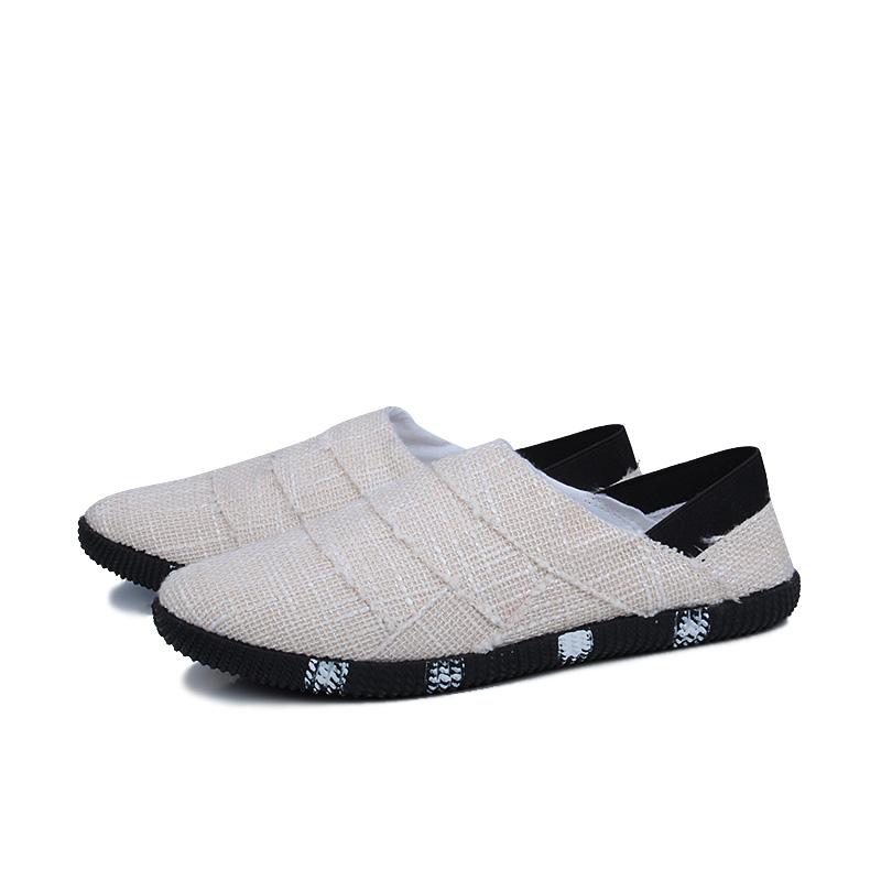 

Повседневная обувь для мужчин весна-лето корейская версия плоская подошва босые туфли для ленивых людей черные прогулочные туфли носить 39 бежевый