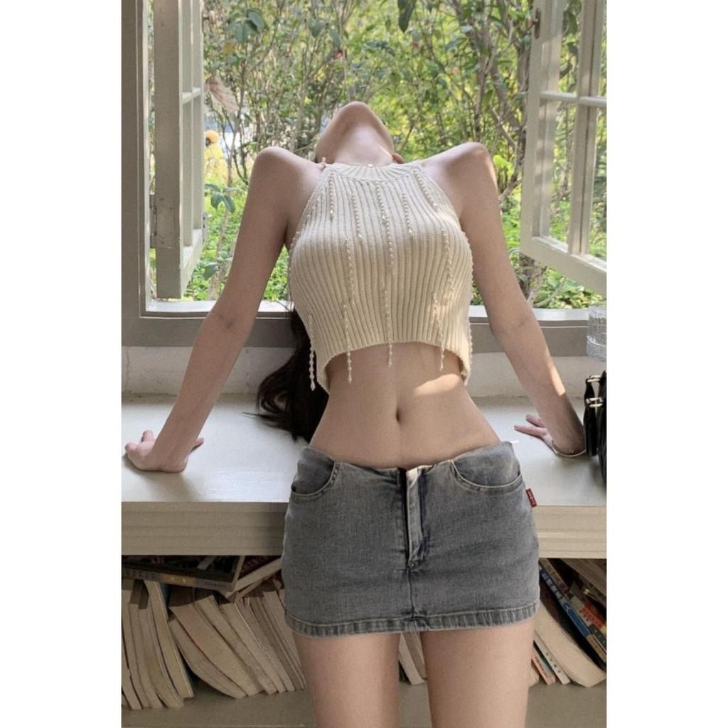 Women's Halter Knit Spicy Girl Tank Top: Summer Innerwear & Outerwear