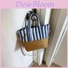Chic Straw Weave Bucket Bag With Canvas Lining For Casual Daily Use