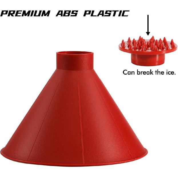 CLESDF Magical Car Ice Scraper With Funnel,2 Pack Cone Windshield Ice Scrapers,Round Snow Scraper For Car(Red)