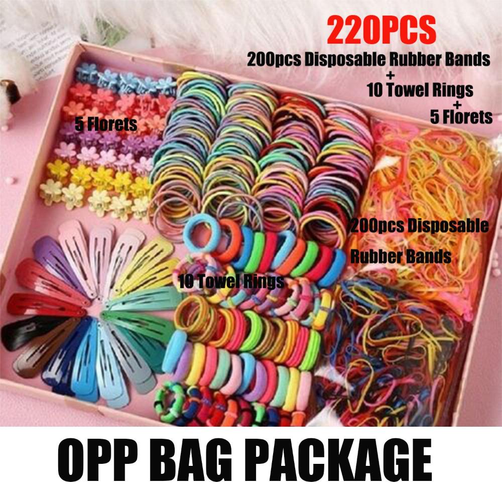220PCS/Set Candy Color Girls Kids Gifts Accessories Hairpin Hair Clip Hair Rope