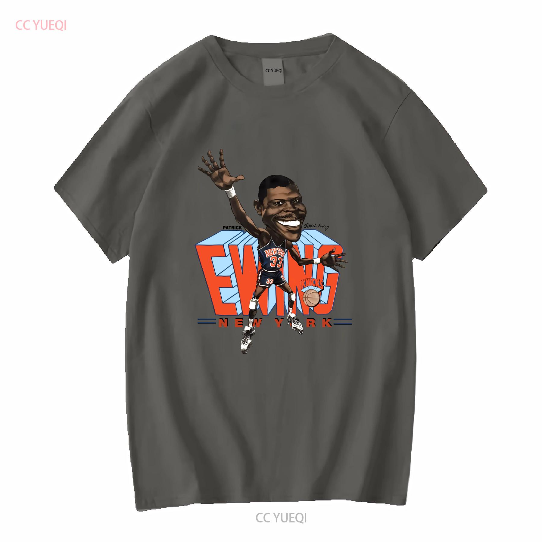 

Patrick Ewing Caricature Big Head T Shirt Sport gray tee All sizes 2F1362 long sleeves vintage Washed Top For Everyday Wear 4XL