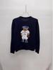 2025 R.L Wool Blend Cartoon Bear Round Neck Sweater - Women's Autumn/Winter Versatile Embroidered Style
