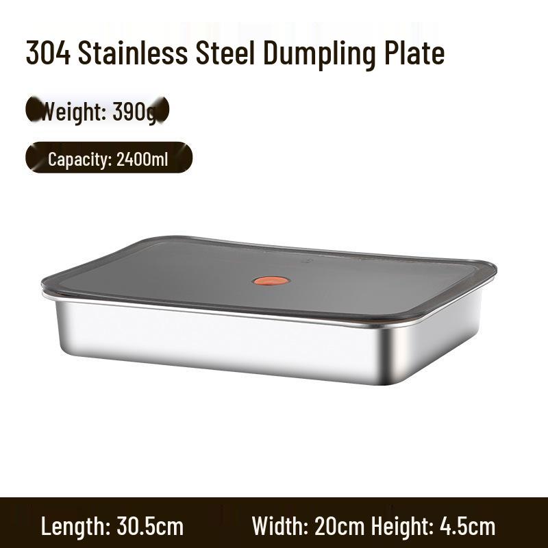 304 Stainless Steel Dumpling Tray: Food Grade Quick Freeze & Fresh-Keeping Box for Refrigerator Storage