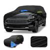 Motoforti Waterproof Car Cover Car Outdoor Full Car Cover for Chevrolet Tahoe 210DBlack Blue with Door Zipper All Weather