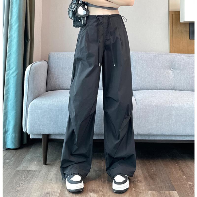 Femei stil coreean casual Hip Hop Y2k Vintage Streetwear pantaloni cargo solidi talie înaltă pantaloni de sport largi de vară