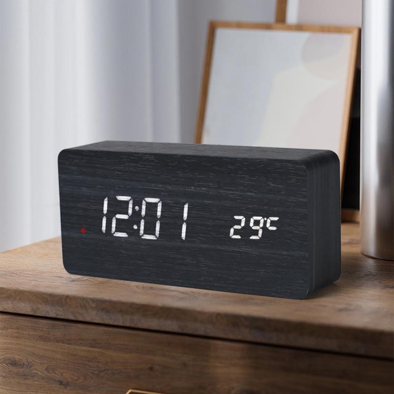 Smart Radio Clock Digital Japanese Radio Wave Creative Wooden Electronic Clock Thermometer Luminous Student Alarm Clock