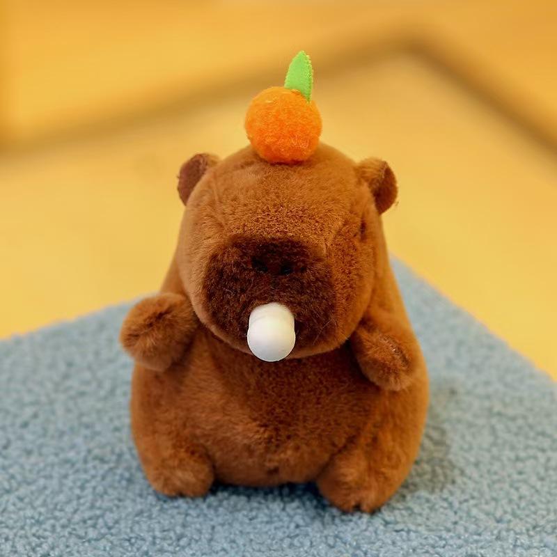 Cute Stuffed Animals Plush Capybara Keychain 12cm Cartoon Simulation Capybara Pendant Snot-Pulling Cute School Bag Pendant